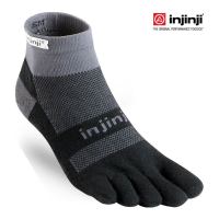 ถุงเท้า injinji ถุงเท้าวิ่ง ถุงเท้ากีฬา RUN MW MiniCrew BLACK/GREY ถุงเท้าข้อสั้น / ถุงเท้า 5 นิ้ว ถุงเท้าแยกนิ้ว สีเทาดำ ของแท้