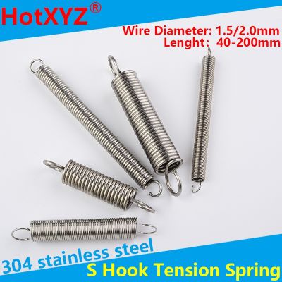 【LZ】 304 Stainless Steel S Hook Tension Cylindroid Helical Coil Pullback Extension Tension Spring Wire Diameter 0.8mm 1.5mm 2.0mm