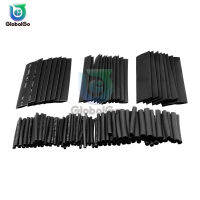 127pcs/lot Polyolefin Heat Shrink Tubing Black 2:1 Times Shrink Heat Shrink Sleeve Tubes Set Thermoresistant Tube Wire Wiring Electrical Circuitry Par