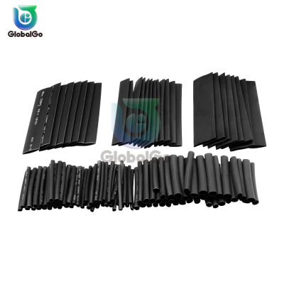 127pcs/lot Polyolefin Heat Shrink Tubing Black 2:1 Times Shrink Heat Shrink Sleeve Tubes Set Thermoresistant Tube Wire Wiring