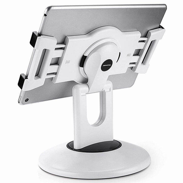 abovetek-retail-kiosk-ipad-stand-360-rotating-commercial-tablet-stand-6-13-5-ipad-mini-pro-business-tablet-holder-swivel-design-for-store-pos-office-showcase-reception-kitchen-desktop-white