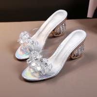 【CW】 2022 New PVC Jelly Sandals Women Crystal Peep Toe High Heels shoes Crystal Transparent Heel Sandals Slippers Pumps Women Shoes