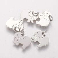 5pc 304 Stainless Steel Pendants Elephant Stainless Steel Color 11x14x1mm Hole: 3mm