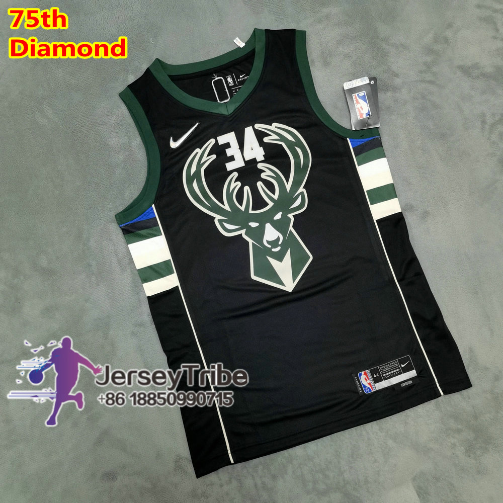 Giannis Antetokounmpo #34 Milwaukee Bucks Basketball Jerseys City Edition Black 