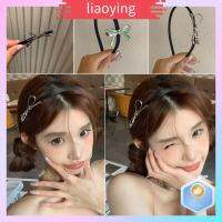 LIAOYING โลหะสำหรับตกแต่ง ที่คาดผมผูกโบว์ สีดำสีดำ งานทำมือ คลิปปากเป็ด อุปกรณ์เสริมผม ห่วงรัดผม สำหรับผู้หญิง