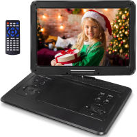 ‎Jekero 16.9" Portable DVD Player with 14.1" Swivel Screen, 6 Hrs Battery Car DVD Player, Car Headrest Mount, Car Charger, Portable DVD Supports All Region Discs/SD Card/USB/Sync TV, Black 16.9 inch Black