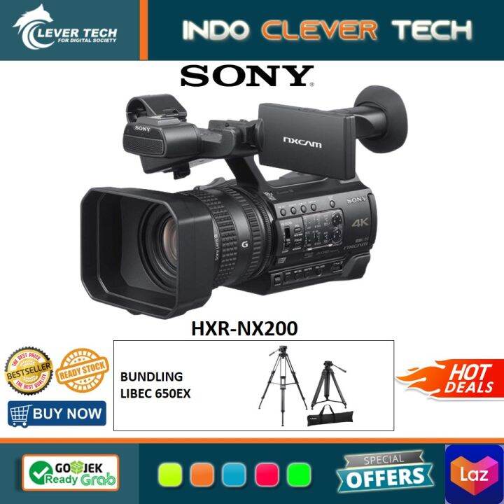 Sony HXRNX200 NXCAM 4K Professional Camcorder ( FREE LIBEC 650EX