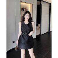 利NINI [summer new] Summer new black design 2022 sleeveless vest dress elegant sweet and spicy little hip short skirt for children