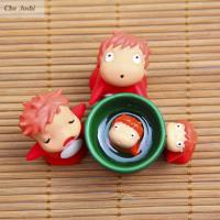 CHA Gift รถ Ponyo ของตกแต่งภายในรถ,ฟิล์มแอนิเมชั่นของสะสมของเล่นโมเดลเครื่องประดับรถยนต์ตุ๊กตาขยับแขนขาได้ Ponyo บนหน้าผา