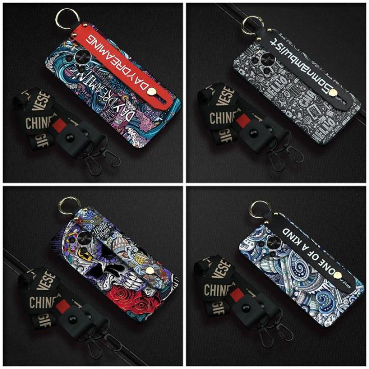 cover-dirt-resistant-phone-case-for-huawei-honor-x9-4g-back-cover-phone-holder-anti-knock-tpu-graffiti-wristband-cute