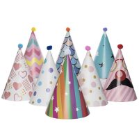 8Pcs Paper Gold Foil Party Cone Hats for Adults and Kids Party Decoration