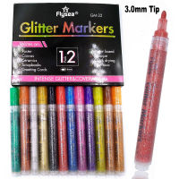 12 Color Acrylic Paint Glitter Marker Pen 3.0mm 0.7mm Tip Art Drawing For Rock Stone Wood Poster Cards Canvas Ceramics ScrapbookHighlighters  Markers