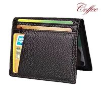 TRUSTY กระเป๋าเงิน กระเป๋าใส่บัตร กระเป๋าเงินแบบบาง New Fashion Black Leather Business Card Holder Slim Card Wallet Thin ID Card Purse 2785 2941