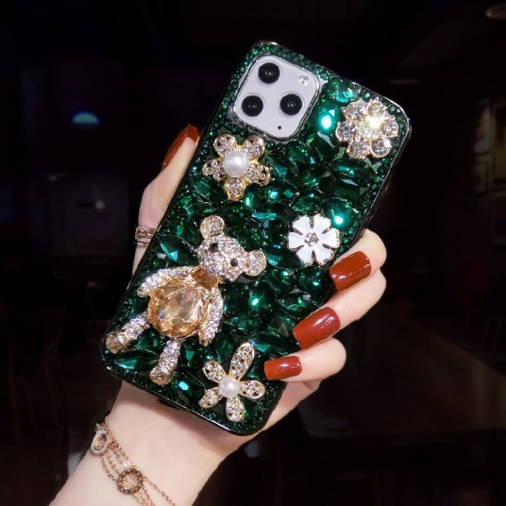 เคสป้องกันศัพท์มือถือ-แบบนิ่ม-ประดับเพชร-และพลอยเทียม-หรูหรา-สําหรับ-apple-12promax-xs-max-11-xr-7p-8plus-6p