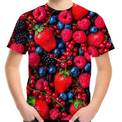 Joyonly Boys Girls 3D Fruit T-Shirt Red Color Strawberry Printing T Shirt 2022 Summer Children Casual Funny Tees Harajuku Tops