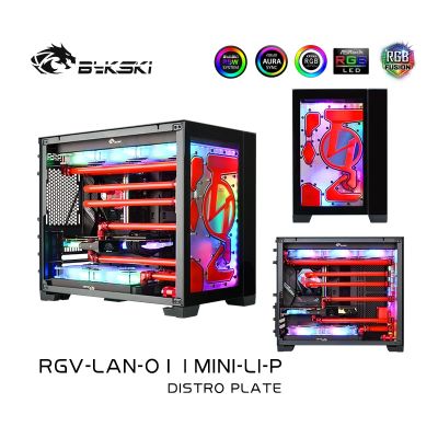 Bykski Distro Plate สำหรับ LIAN LI O11 Dynamic Mini Case,แผงด้านหน้า Cooling Loop Solution, 12V/5V RGB SYNC, RGV-LAN-O11MINI-LI-P