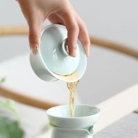 Gaiwan ถ้วยถ้วยศิลาดลเซรามิกส์จีนชุดกังฟูใช้ในครัวเรือนถ้วยเซรามิกส์จีน