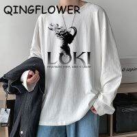 COD hjzfk0 Loki LADIES STREET women เสื้อยืดยาวสีขาว’s Oversized Tee Long sleeve cotton T-Shirt