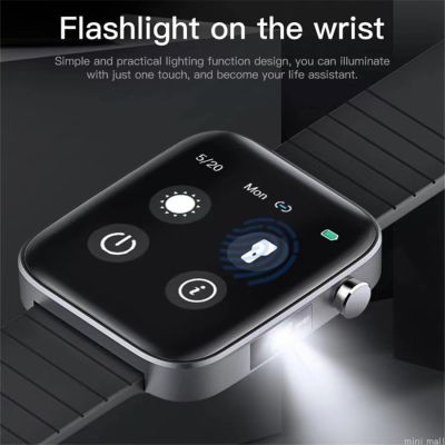 ZZOOI LED Flashlight T68 Smart Watch Men Body Temperature Measure Heart Rate Blood Pressure Oxygen Bracelet Call Reminder Smart Watch