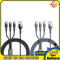 สายถักอะแดปเตอร์สาย USB หลายสายชาร์จสายชาร์จเร็วสาย USB แบบ3-IN-1สำหรับแท็บเล็ตโทรศัพท์แล็ปท็อปเคลื่อนที่