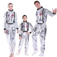 ▤๑❖ Couples silver astronaut jumpsuit Uniform for women men Carnival Halloween cosplay Party Space Costume Role Play Fancy Dress up