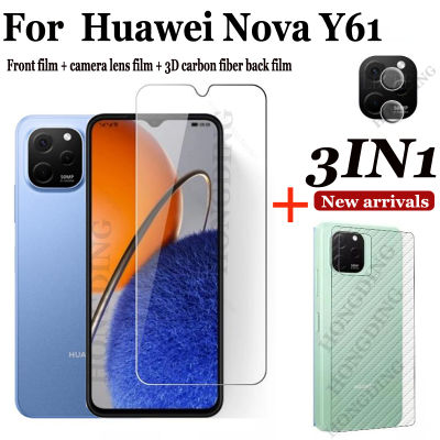 【สินค้าใหม่ + มีสต๊อก】ฟิล์มกระจกนิรภัยใสคลุมทั้งหมด Y61 Huawei Nova แบบ3-In-1 + สติ๊กเกอร์สกีนหลังกระจกเลนส์กล้องถ่ายรูป + ฟิล์มด้านหลัง