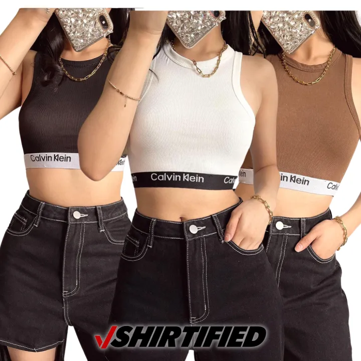 Shirtified Calvin Klein Inspired Sando Knitted Garter Fit Xs To Medium Crop Top Knitted For