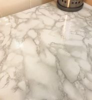 ◑♠❁ PVC Foil Marble Waterproof Bathroom Wallpaper Peel and Stick Removable Paper Wall for Room Decor Self-adhesive Oil Proof Film