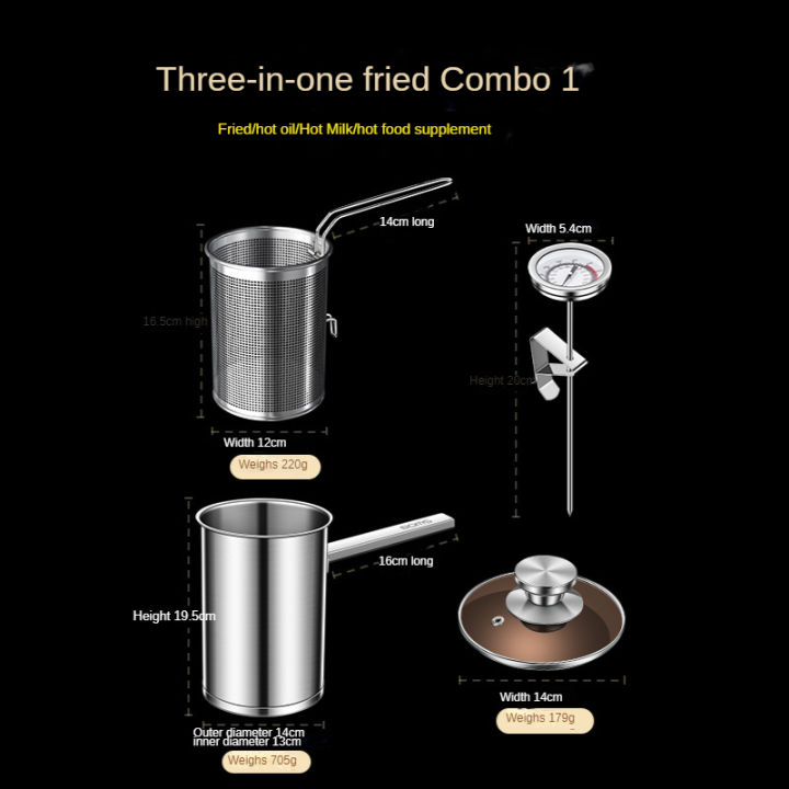สแตนเลสมัลติฟังก์ชั่หม้อที่มีฝาปิดทอดลึกกับตะกร้ากรองมันฝรั่งทอดซุปก๋วยเตี๋ยวเตาแม่เหล็กไฟฟ้าก๊าซครัว