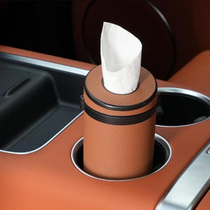 car-tissue-cylinder-holder-round-container-dispenser-tube-for-auto-wear-resistant-faux-leather-with-safety-hammer-design-newcomer