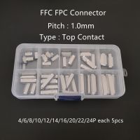 50pcs/boxed FFC FPC connector 1.0mm Pitch 4/6/8/10/12/14/16/20/22/24 Pin Top Contact Flat Cable Connector Socket Kits