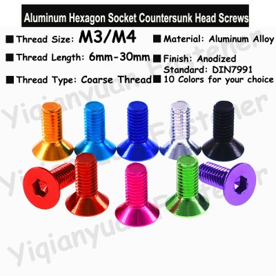 3 Buah/5 Buah M3 M4 DIN7991 Warna-warni Aluminium Hexagon Soket Countersunk Kepala Sekrup Allen Kunci Sekrup dengan Benang Kasar 10 Warna