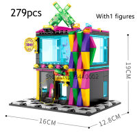 City street Building Blocks Retail Store Fast Food Shop Streetscape Set 3D Model Street View Series Creative Bricks MOC toys