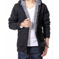 Mens Thick Hooded Sweatercoat Sweater Jacket Coat Outerwear Winter Fleece Liner Sweaters Cardigan Cashmere Cashmere Clothing