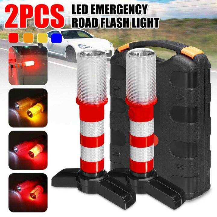 2pcs Led Emergency Road Flash Flare Roadside Beacon Safety Strobe