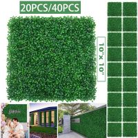 20/40pcs Artificial Pants Flowers Boxwood Grass Wall Backdrop Panels Topiary Hedgec Garden Backyard Fence Greenery wedding