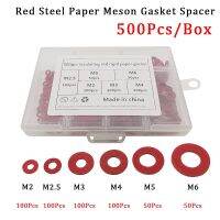 500Pcs Red Steel Paper Insulating Fiber Flat Meson Washers Kit M2 M2.5 M3 M4 M5 M6 Flat Pad Insulation Gasket Insulating Spacer Nails Screws  Fastener