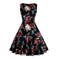 Oversized Women Summer Dress 2021 Office OL Sundress Floral Retro Vintage 50s 60s Swing Casual Party Robe Rockabilly Dresses