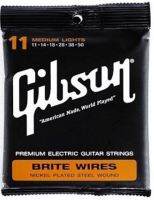 GIBSON Electric Guitar String สายกีตาร์ไฟฟ้า เบอร์ 11 แบบนิกเกิล ลอตแท้ รุ่น Brite Wires (Medium Light .011 - .050) รับประกันสินค้า