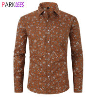 Polka Dots Mens เสื้อแขนยาว SLIM FIT เสื้อวินเทจผู้ชาย Casual PARTY ปุ่มสังคมลงเสื้อชาย chemise Ho 3XL