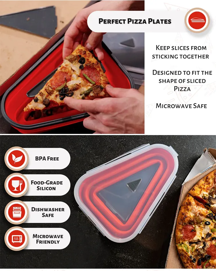 The Perfect Pizza Pack - Reusable Pizza Storage Container with 5 Microwavable Serving Trays - BPA-Free Adjustable Pizza Slice Container to Organize 