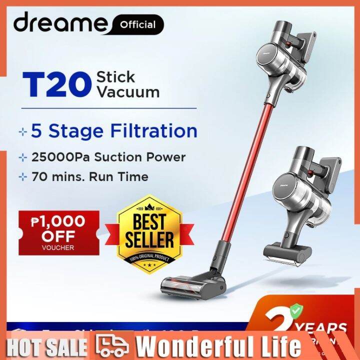 Dreame T20 Cordless Vacuum Cleaner Hepa Filter 70 Min Run Time 150aw Suction Power 25kpa Lcd 3117