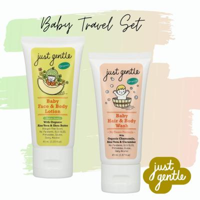 Travel size 45 ml. Baby Hair - body wash &amp; Baby Face - Body Lotion Melon Scent เจลสระผม อาบน้ำ และ โลชั่นทาผิวหน้า-กายเด็ก กลิ่นเมล่อน