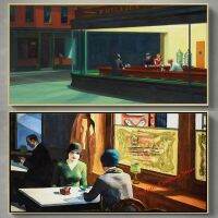 สาธิตแฟชั่น Nighthawks โดยเอ็ดเวิร์ดกระโดดที่มีชื่อเสียงผ้าใบจิตรกรรมวินเทจพิมพ์ภาพขนาดใหญ่สำหรับนอร์ดิกห้องนั่งเล่นความงามประดับห้อง-คลาสสิกและ Timeless งานศิลปะ