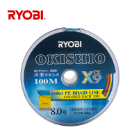 Japan RYOBI 5สี PE สายเบ็ดตกปลาแบบเกลียว9 STRANDS 100M ปลาคาร์พสายเบ็ดตกปลาสี10M