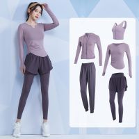 [COD] womens autumn and winter fashion new training sports long-sleeved foreign style morning running fitness suit