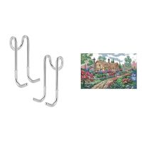 ▧℡▧ 2 Pcs Shower Door Hooks Over Door Hooks 1 Set Embroidery Starter Kits 14CT Stamped Cross Stitch Kits A Country Cabin