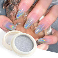 Holographic Chrome Solid Nails Powder Laser Metallic Glitter Rubbing Dust Silver Blue Pigment Iridescent Accessories Decor JILF