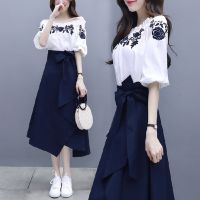 Missliu Fashion M-3XL OverSize ผู้หญิงกระโปรงชีฟองฤดูร้อนใหม่เกาหลีชุดลำลองร้อยสองชิ้น