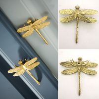 【LZ】△☑✈  Vintage Animal Shape Furniture Handles Retro Brass Dragonfly Drawer Pull Knobs Gold Color Dresser Cabinets Handles Hardware